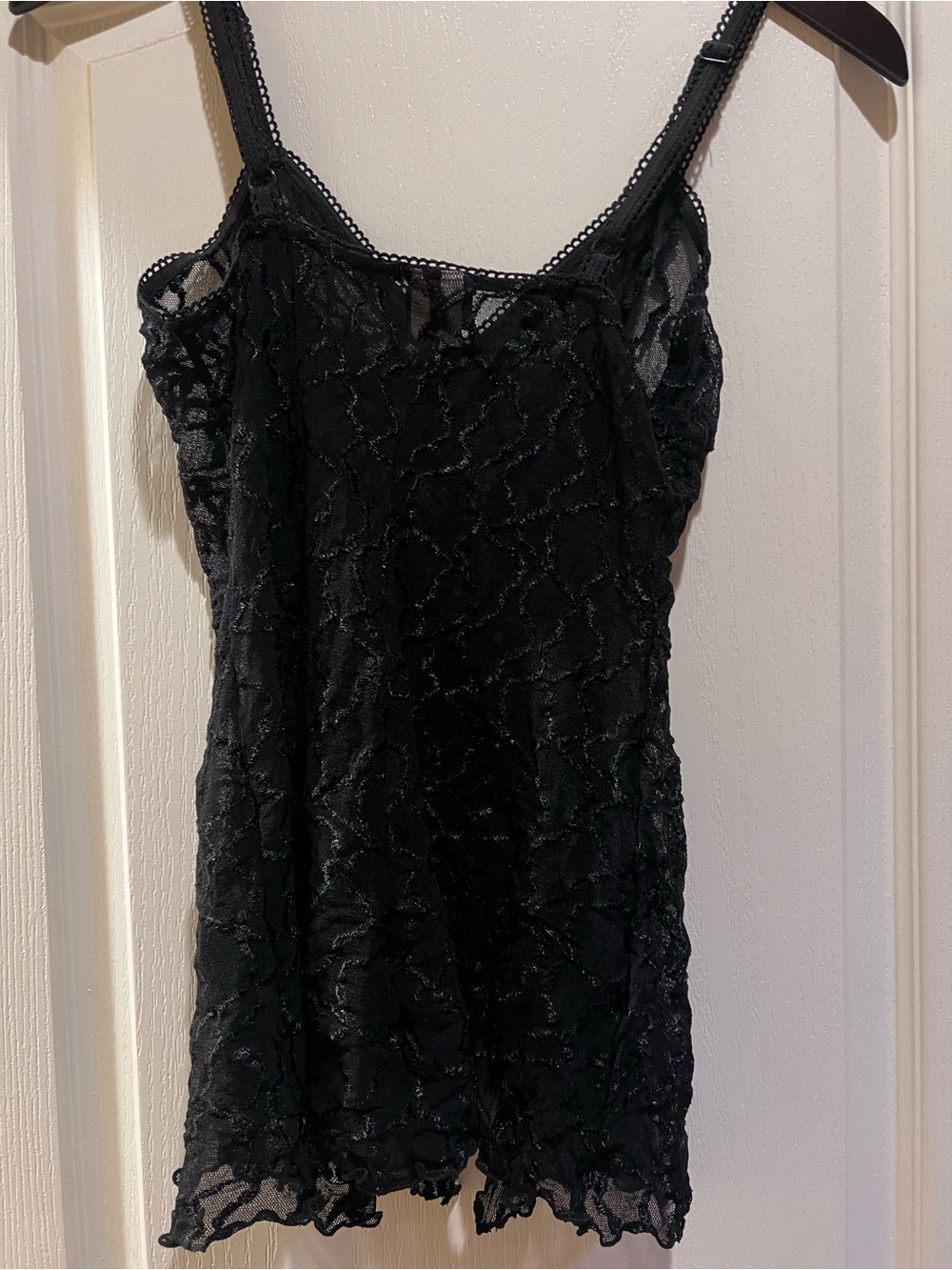 Romantic Vintage 90s/early 2000s Frederick’s of Hollywood Black Lace Slip Dres